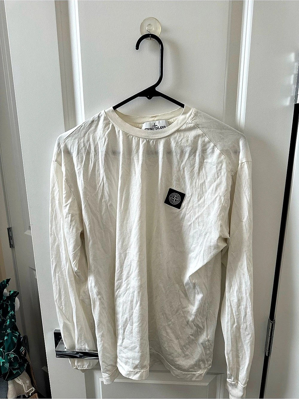 Stone Island Logo Patch Long-Sleeve T-Shirt White large